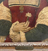 Tableau Ancien Portrait Femme Fleur Peinture Allemande Renaissance 17ème Cadre