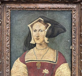 Tableau Ancien Portrait Femme Fleur Peinture Allemande Renaissance 17ème Cadre