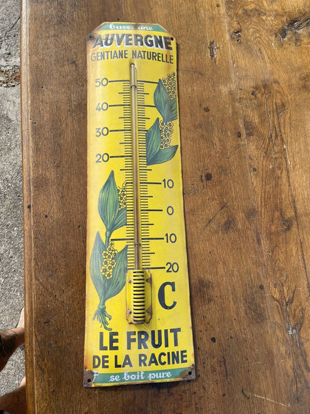 PLAQUE ÉMAILLÉE THERMOMÈTRE  AUVERGNE GENTIANE NATURELLE
