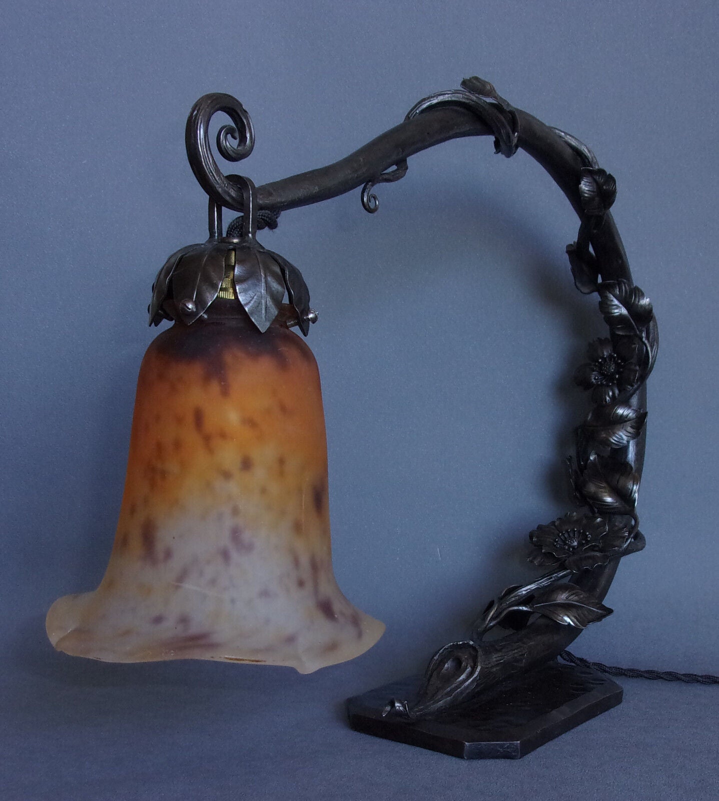 Lampe fer forgé Art Deco Art Nouveau Tulipe Daum