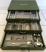 MENAGERE 144 PIECES METAL ARGENTE COFFRET ETAT PROCHE NEUF
