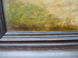 Superbe rare ancienne Peinture huile signée chevalier médiéval joute