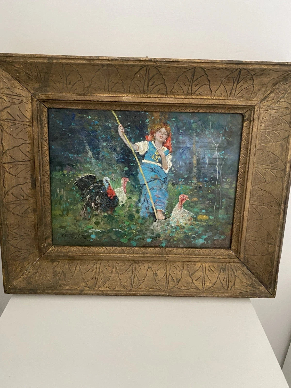 Tableau ancien huile sur toile signé Michetti