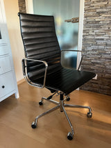 Chaise de bureau Vitra Charles Eames, EA 119, Chaise en cuir chromé,