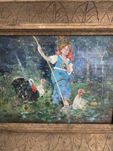 Tableau ancien huile sur toile signé Michetti