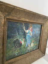 Tableau ancien huile sur toile signé Michetti